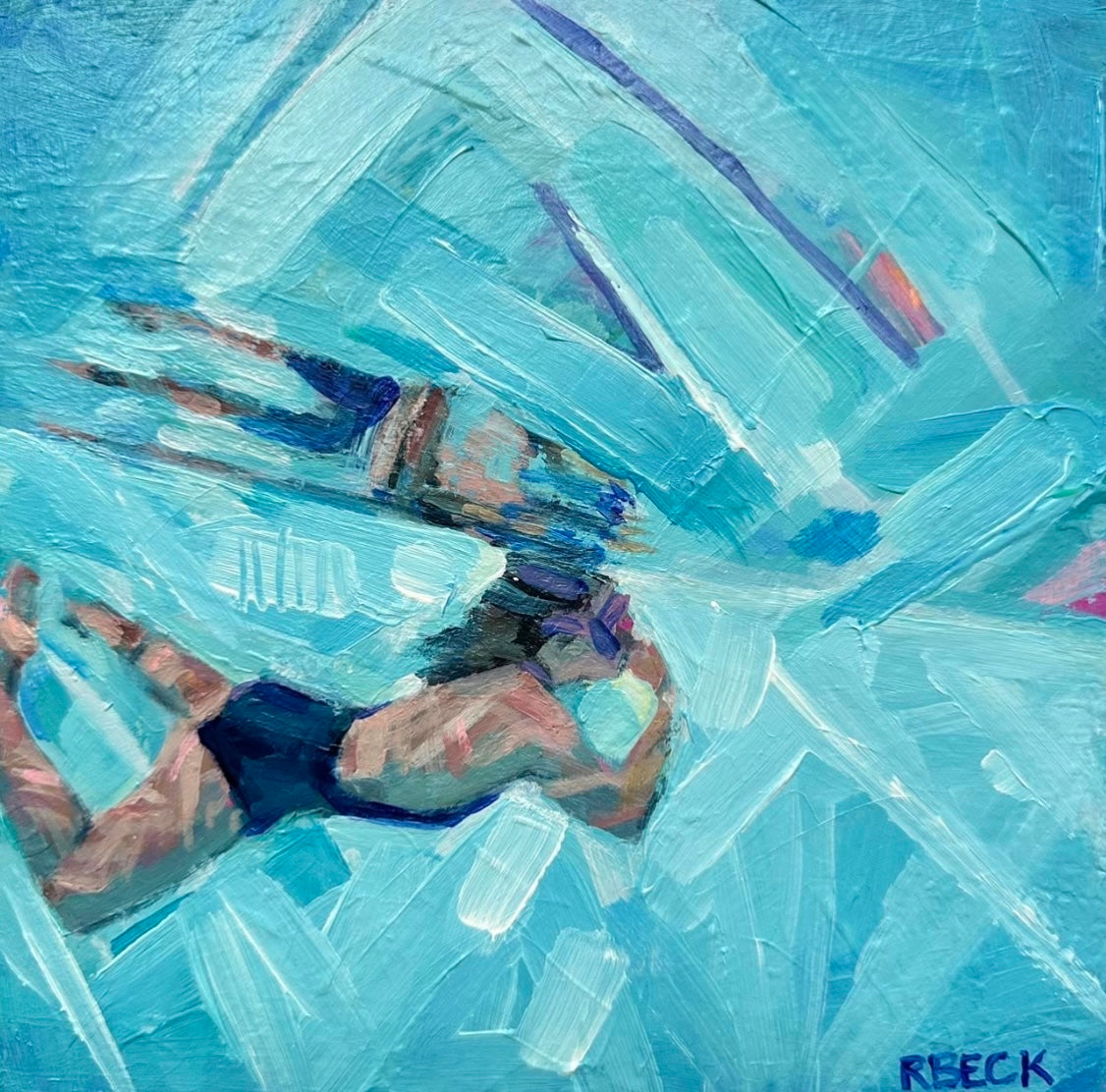 SWIMMER, 8x8” Original Painting