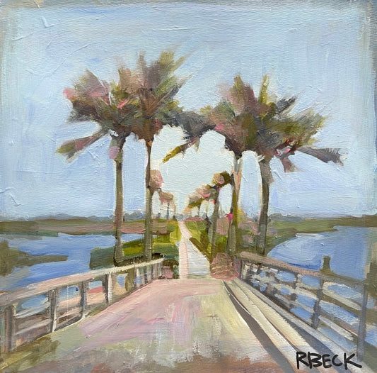 Charleston art old village pitt street bridge painting by modern coastal artist ryan beck mothers day gift and unique gift landscape painting