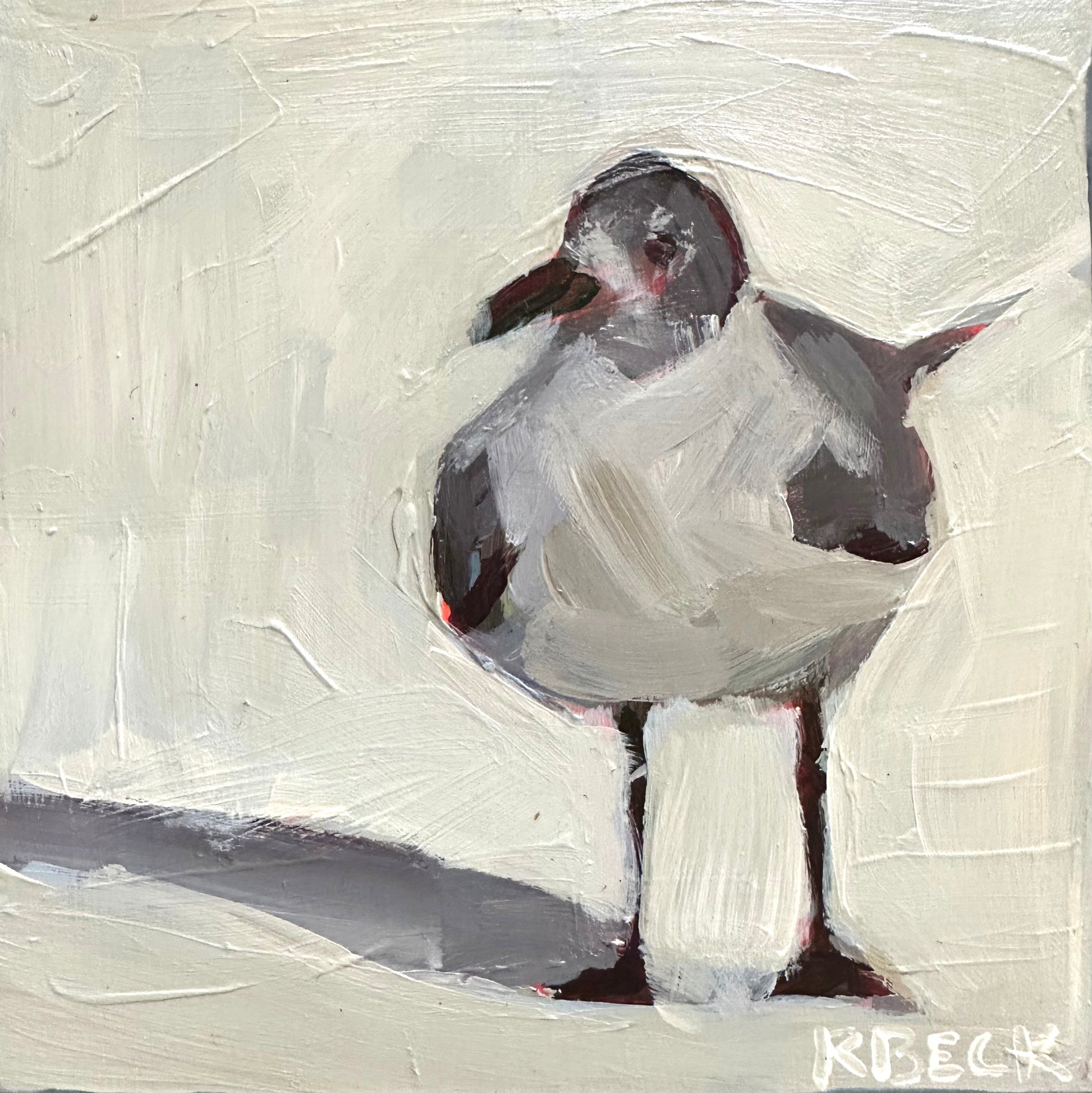 Laughing Gull mini print by Charleston artist Ryan Beck, featuring bold brushstrokes that capture the playful energy of this coastal bird.