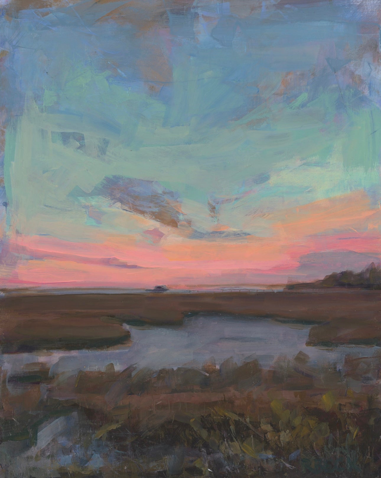 Marsh Light Charleston coastal art print by Ryan Beck featuring Lowcountry marsh sunset and Pitt Street Bridge inspiration