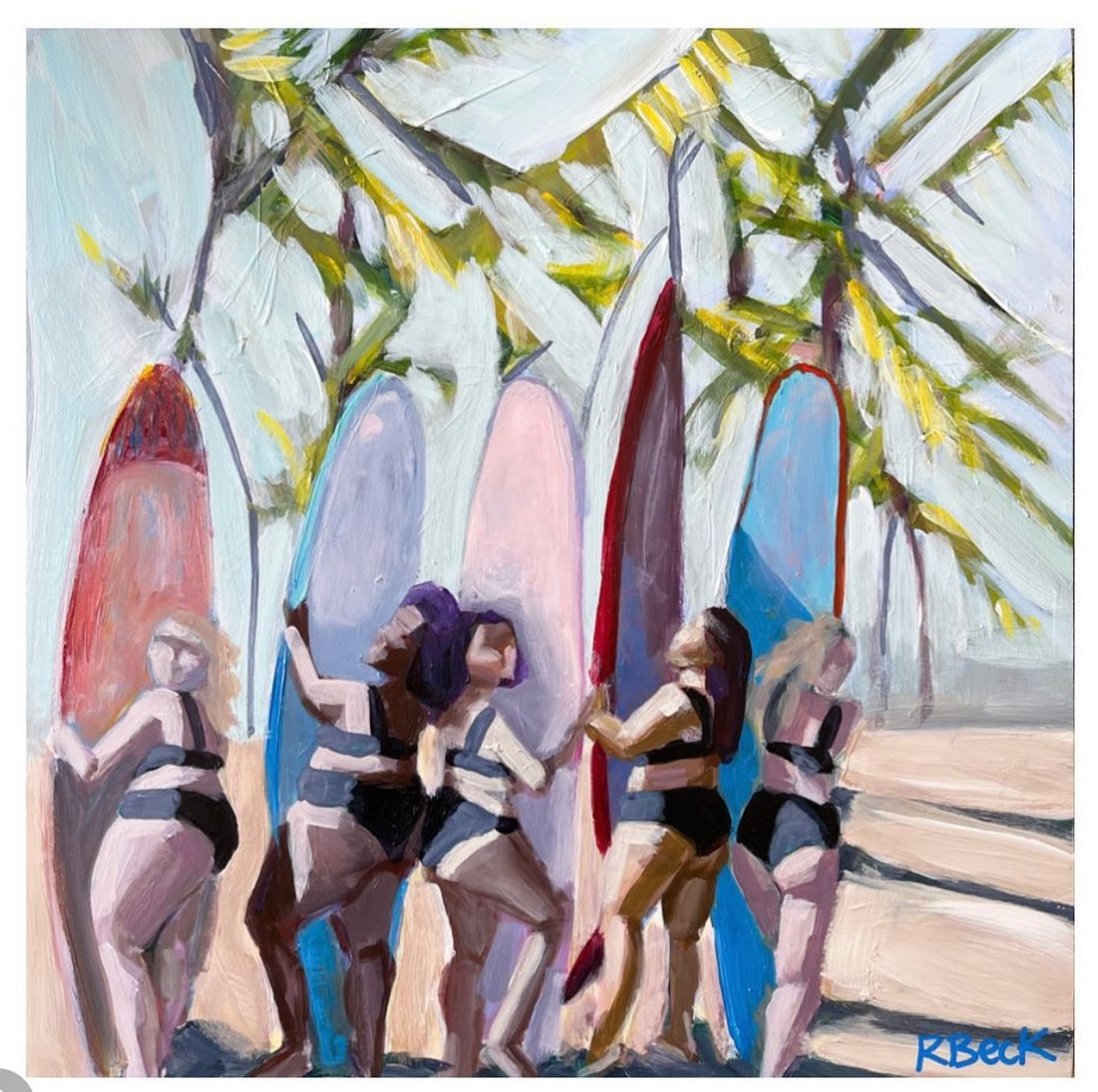 Ryan Beck Original Painting - “Surfer Girls”