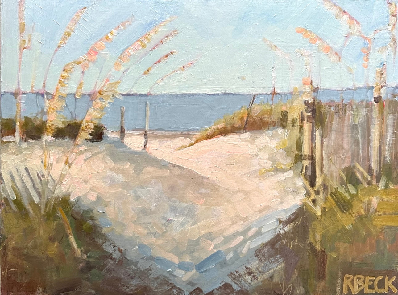 Heartest Shore Giclée print by Charleston artist Ryan Beck, capturing Kiawah Island's sand dunes and ocean with a heart-shaped shadow, evoking coastal serenity and natural beauty.