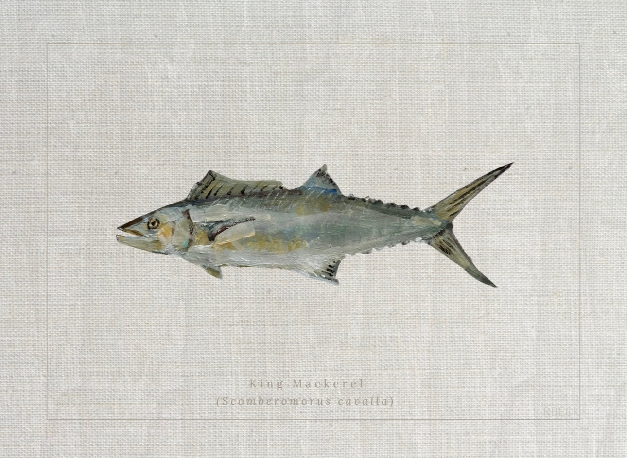 King Mackerel Fish Print by Charleston artist Ryan Beck - Coastal artwork with textured linen look