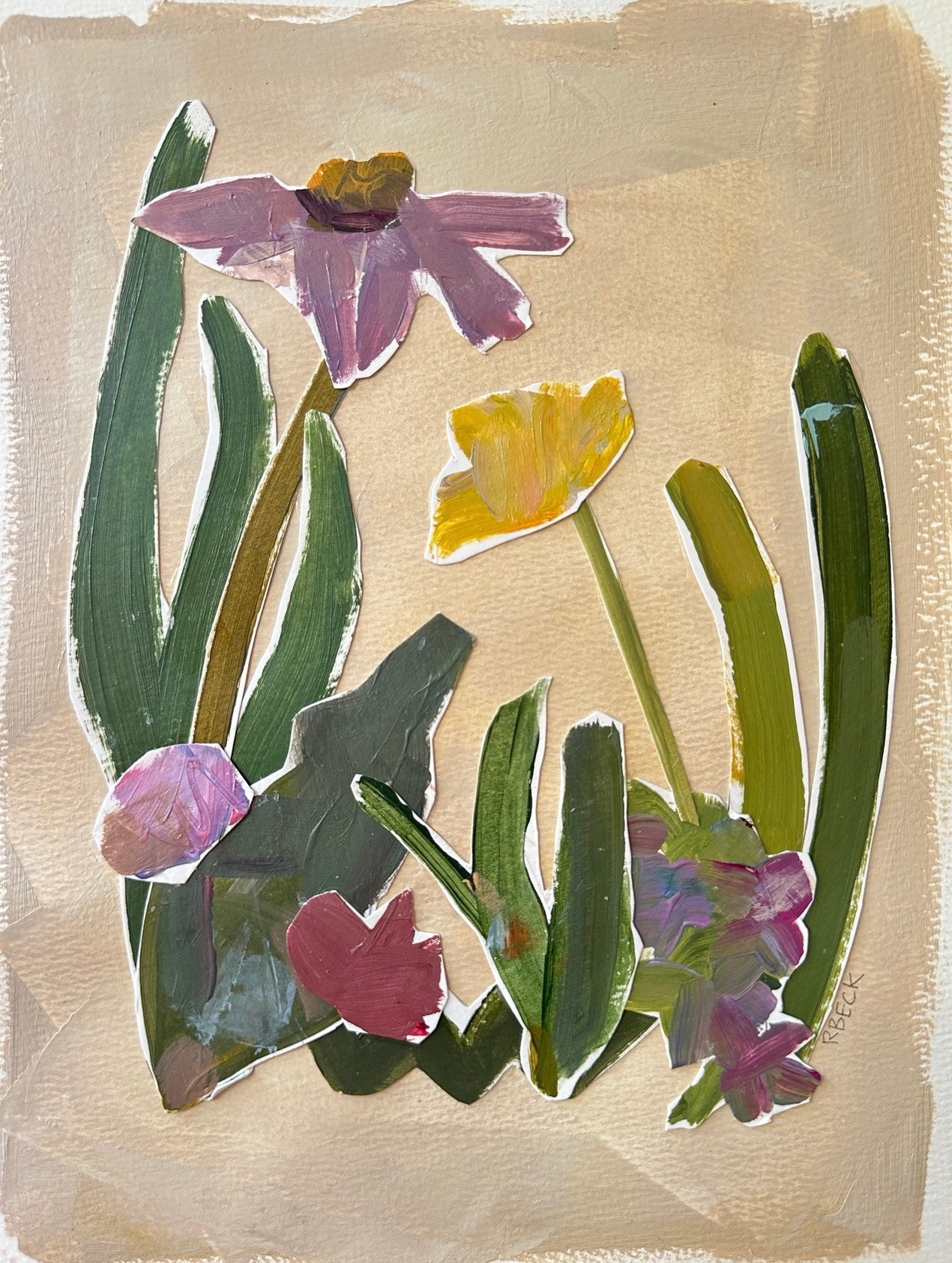 Wildflower Collage Original Painting