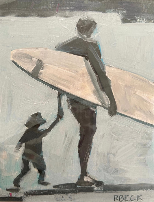 Father + Child Surf Original Painting