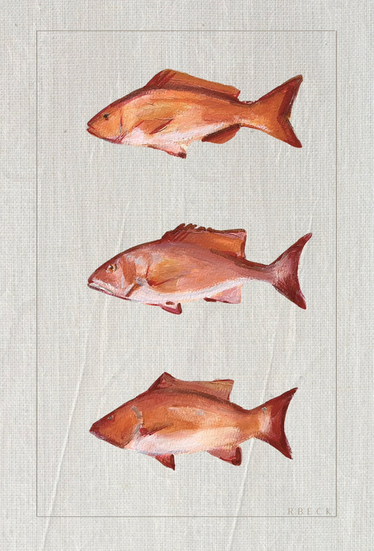 Snapper Fish Print - Vermillion, Silk, and Red).