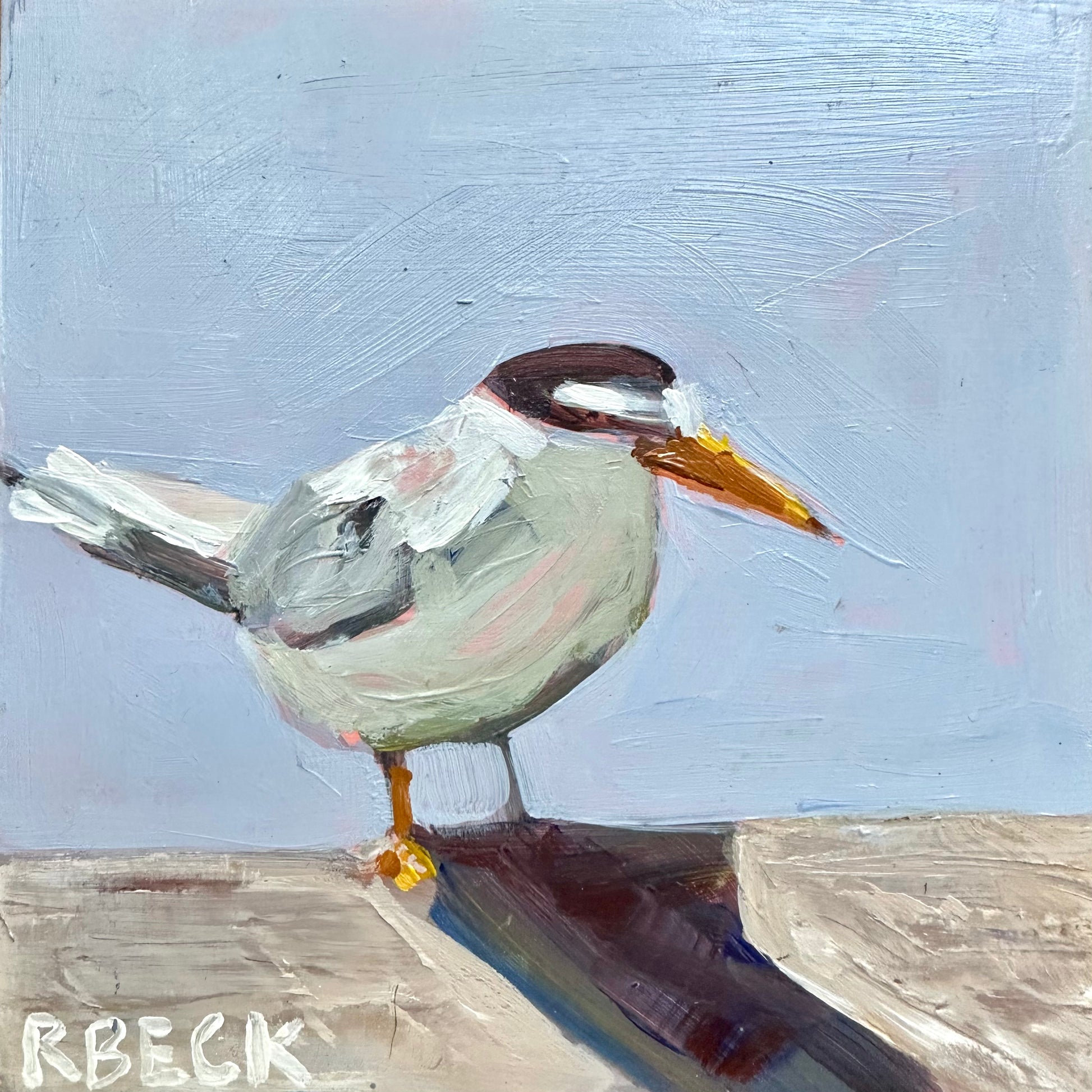 Least Tern mini print by Charleston artist Ryan Beck, capturing the playful energy of this coastal bird with expressive brushstrokes.