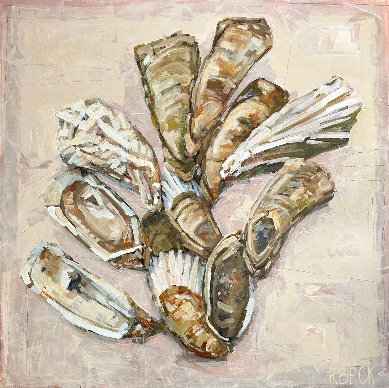 Gift the essence of Charleston’s coast this holiday with Sun-kissed Shells, a stunning 36x36 original oyster painting by Ryan Beck. Inspired by Sullivan’s Island, this richly textured piece brings coastal charm to any space. Perfect for art lovers in Charleston, Mount Pleasant, and beyond seeking unique oyster art